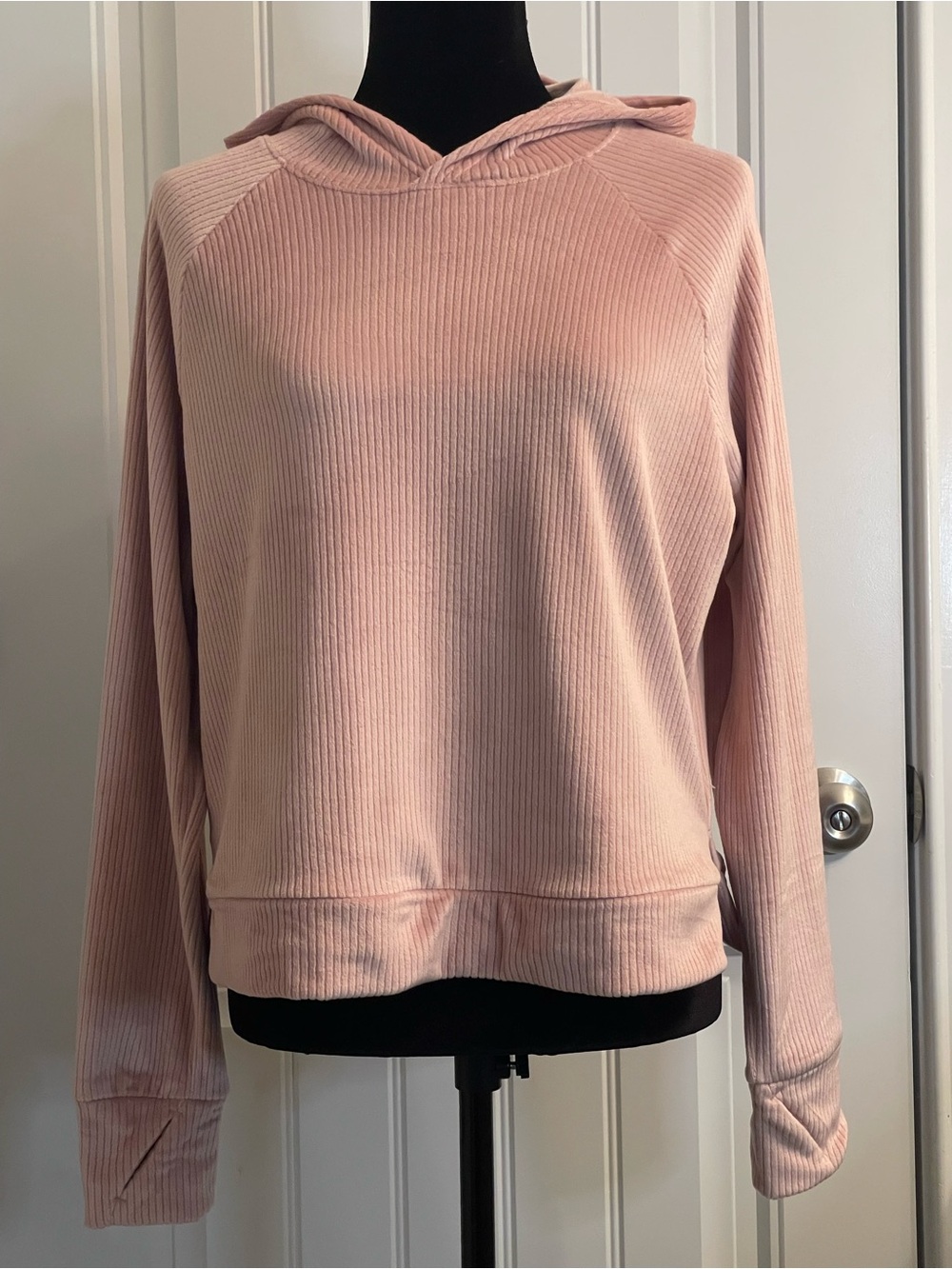 NWT all in motion Blush Pink Ribbed Hooded Pullover